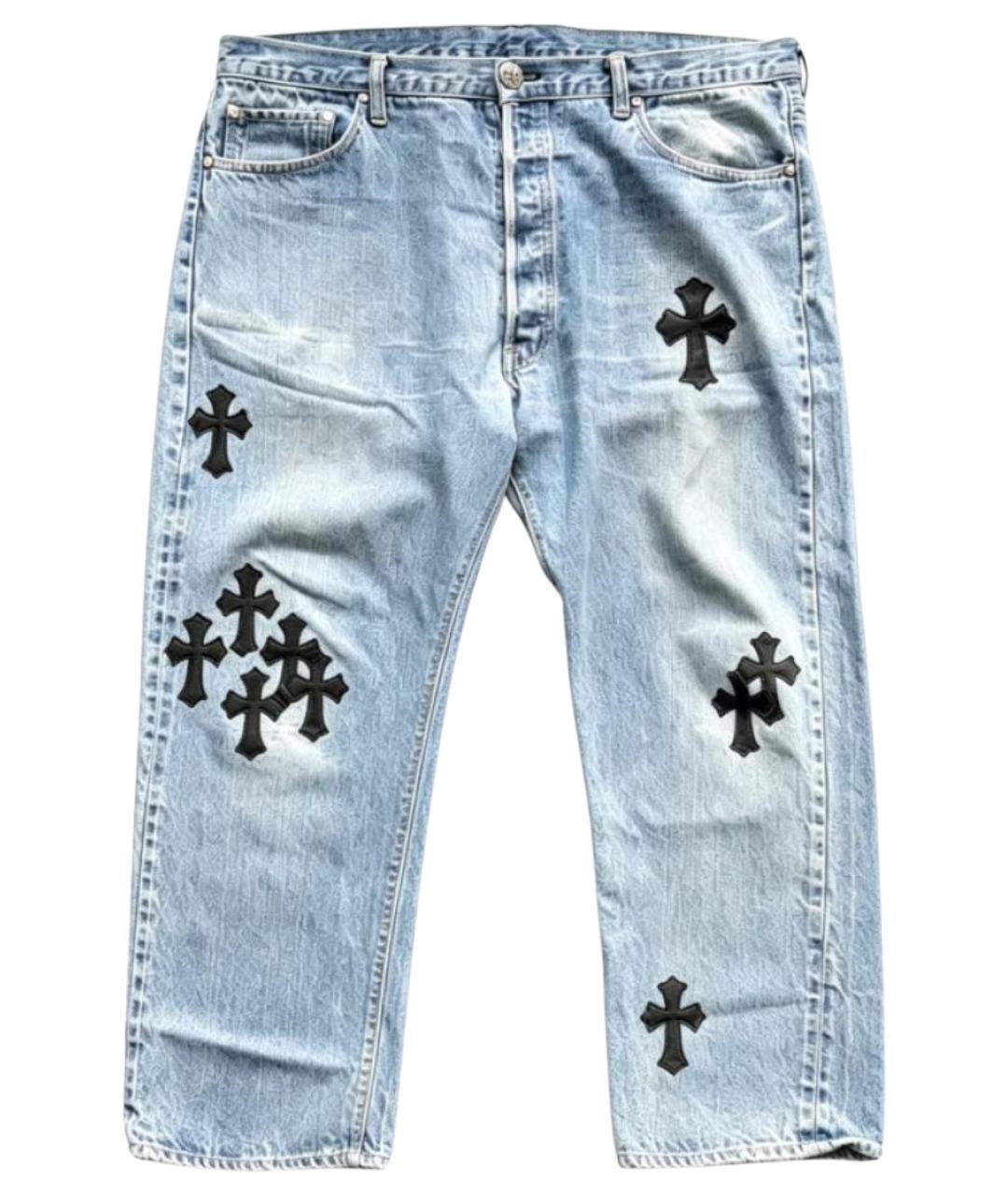 CHROME HEARTS Голубые хлопковые прямые джинсы, фото 1