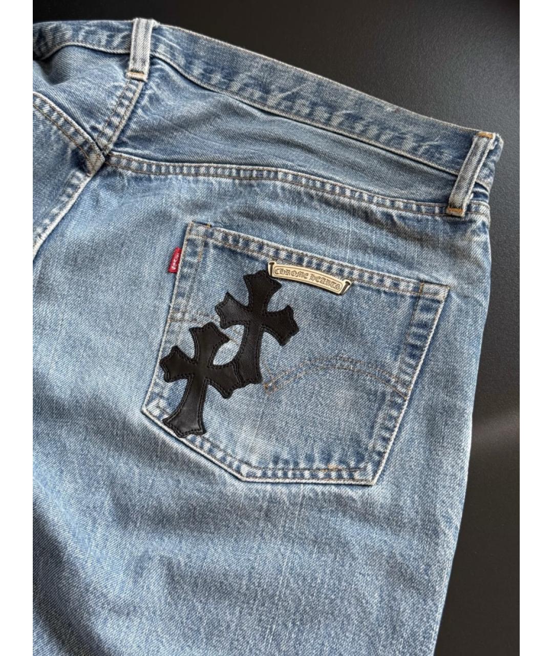 CHROME HEARTS Голубые хлопковые прямые джинсы, фото 3