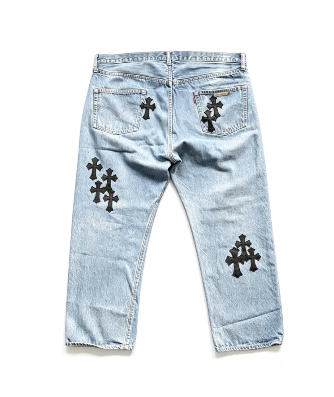 CHROME HEARTS Голубые хлопковые прямые джинсы, фото 5