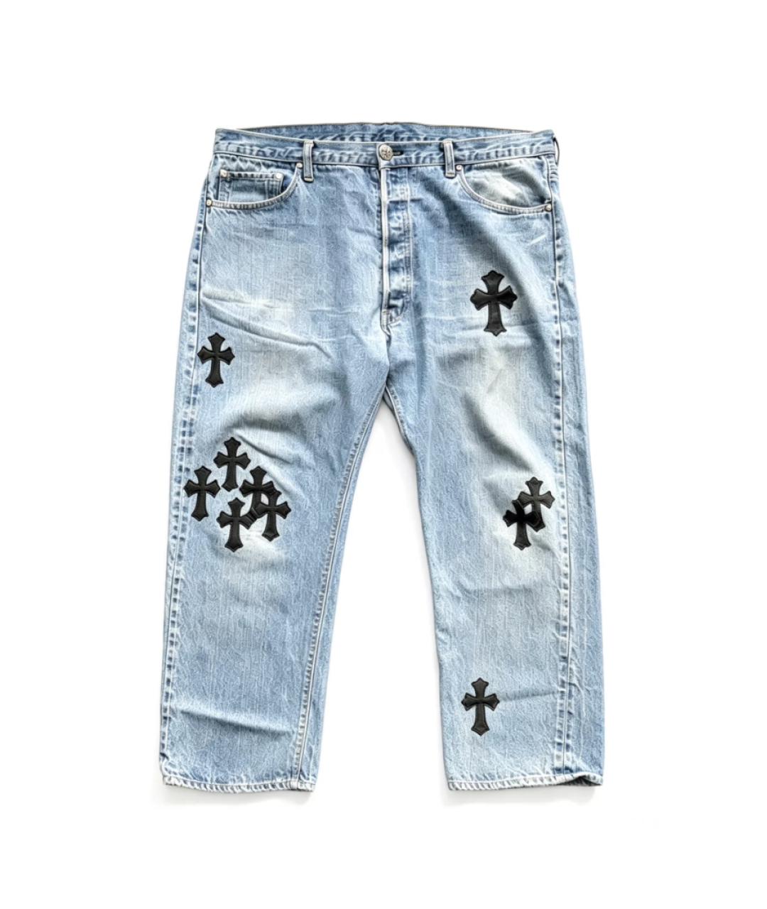 CHROME HEARTS Голубые хлопковые прямые джинсы, фото 6