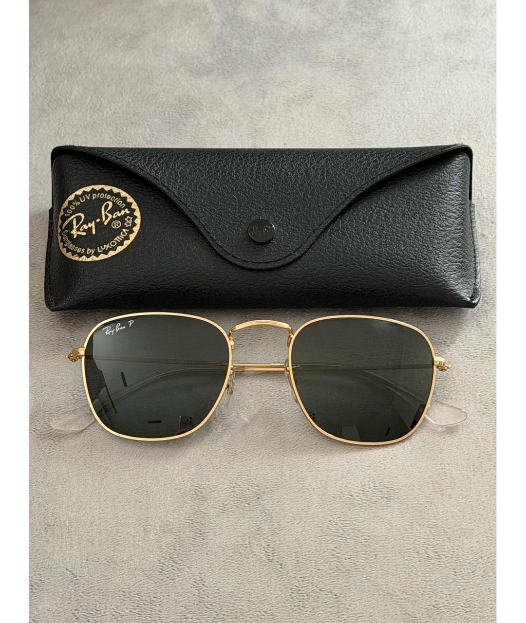 RAY BAN Золотые металлические солнцезащитные очки, фото 5