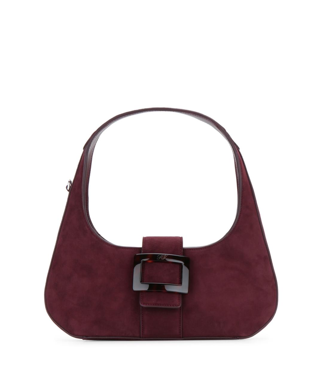 ROGER VIVIER Бордовая замшевая сумка с короткими ручками, фото 1