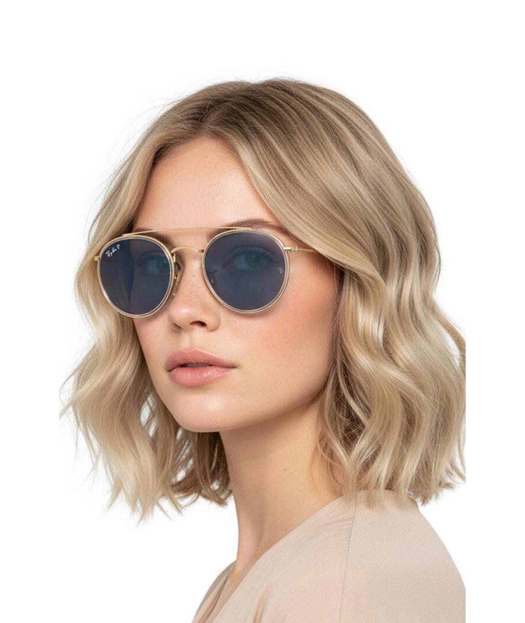 RAY BAN Голубые металлические солнцезащитные очки, фото 3