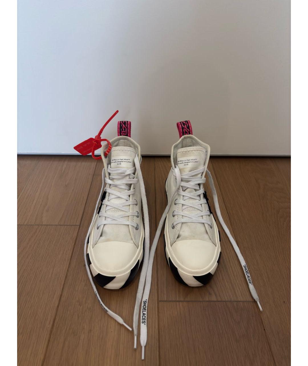 OFF-WHITE Белые текстильные высокие кроссовки / кеды, фото 2
