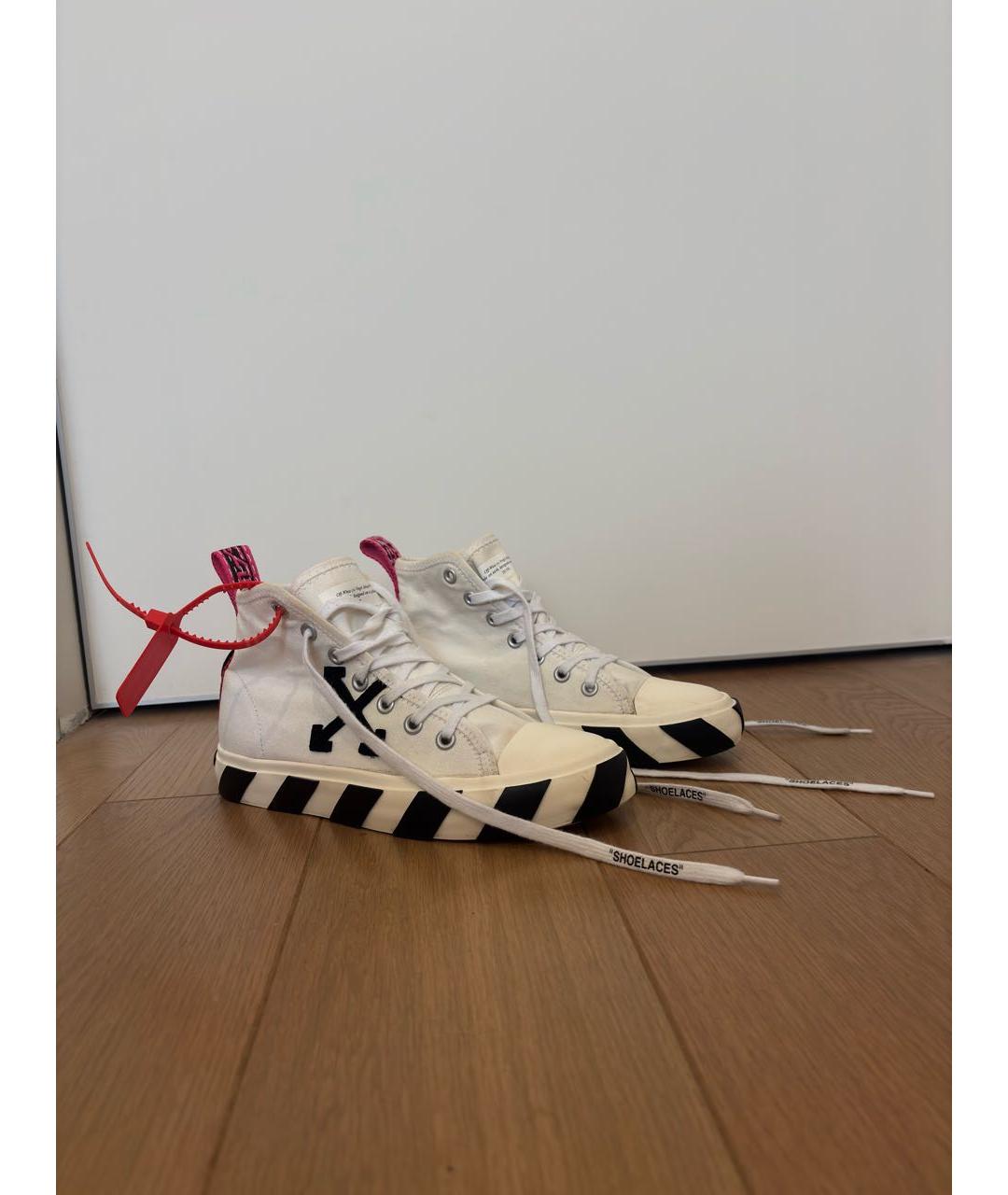 OFF-WHITE Белые текстильные высокие кроссовки / кеды, фото 9
