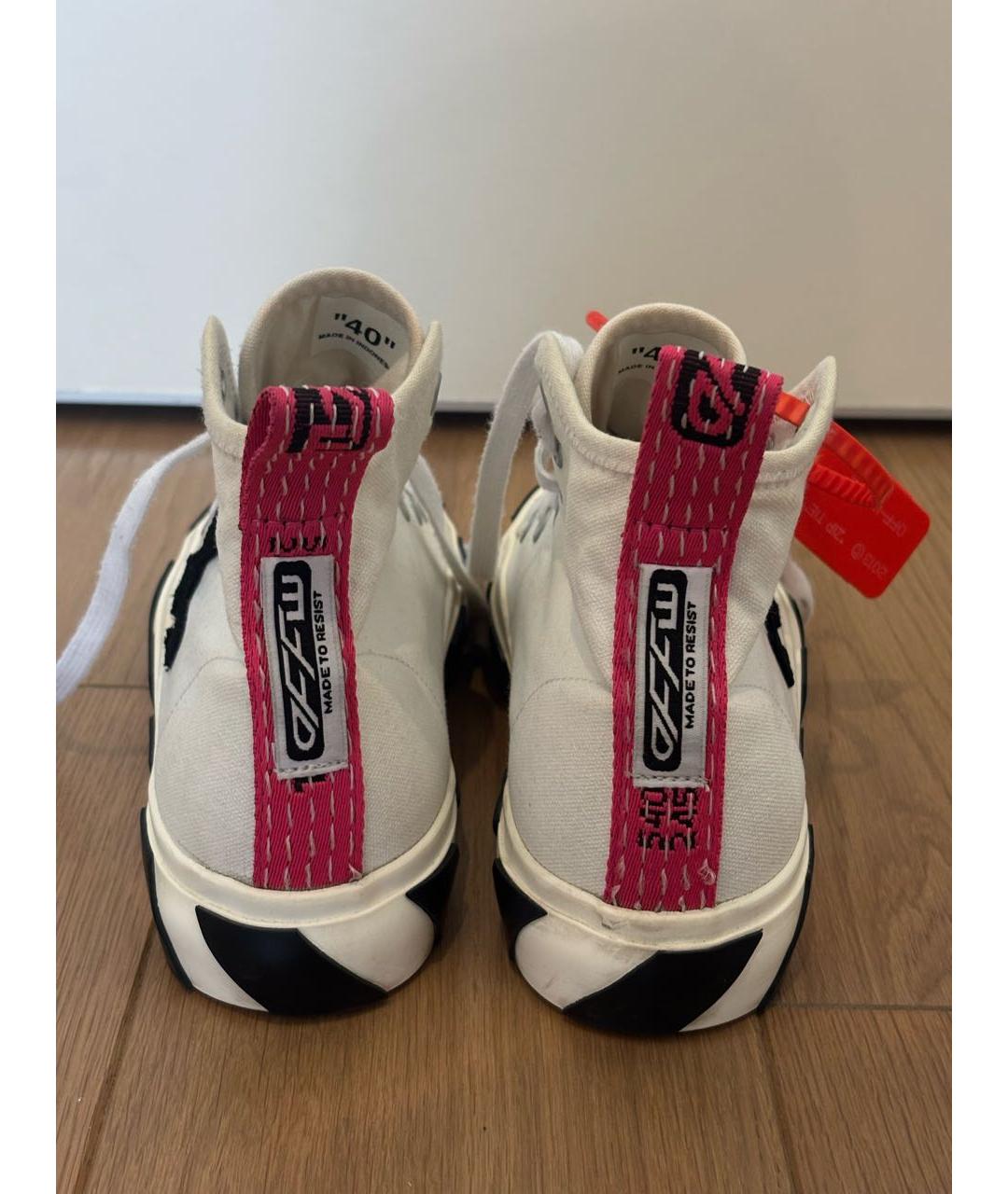 OFF-WHITE Белые текстильные высокие кроссовки / кеды, фото 4