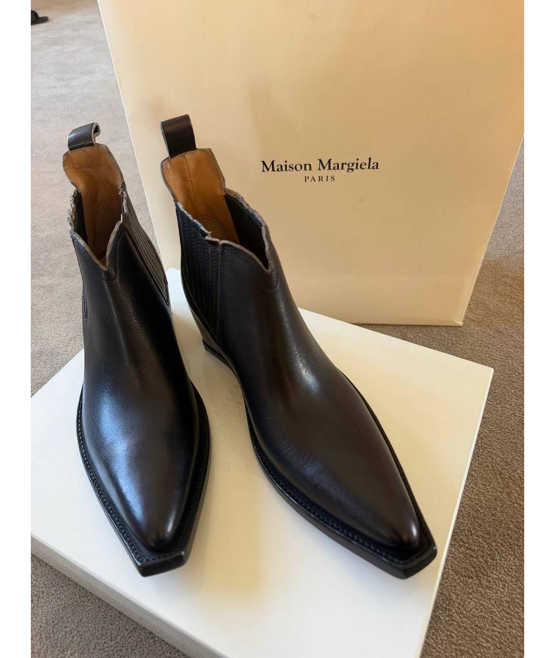 MAISON MARGIELA Черные кожаные полусапоги, фото 3