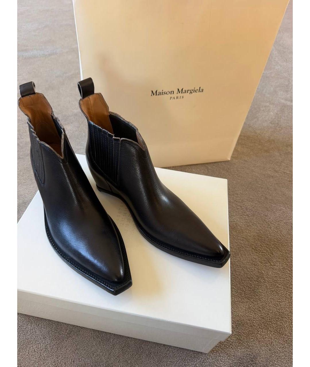 MAISON MARGIELA Черные кожаные полусапоги, фото 2