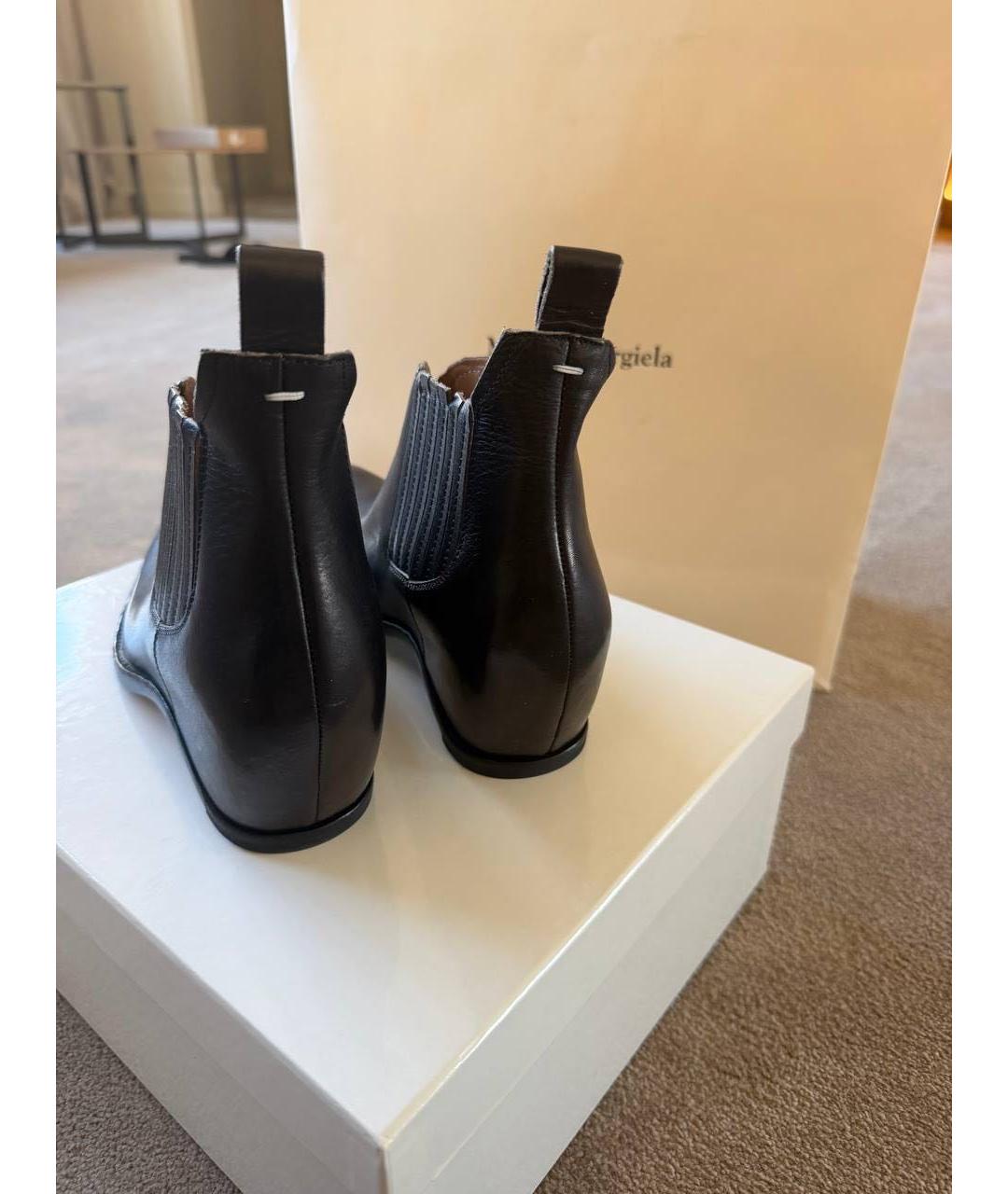 MAISON MARGIELA Черные кожаные полусапоги, фото 5