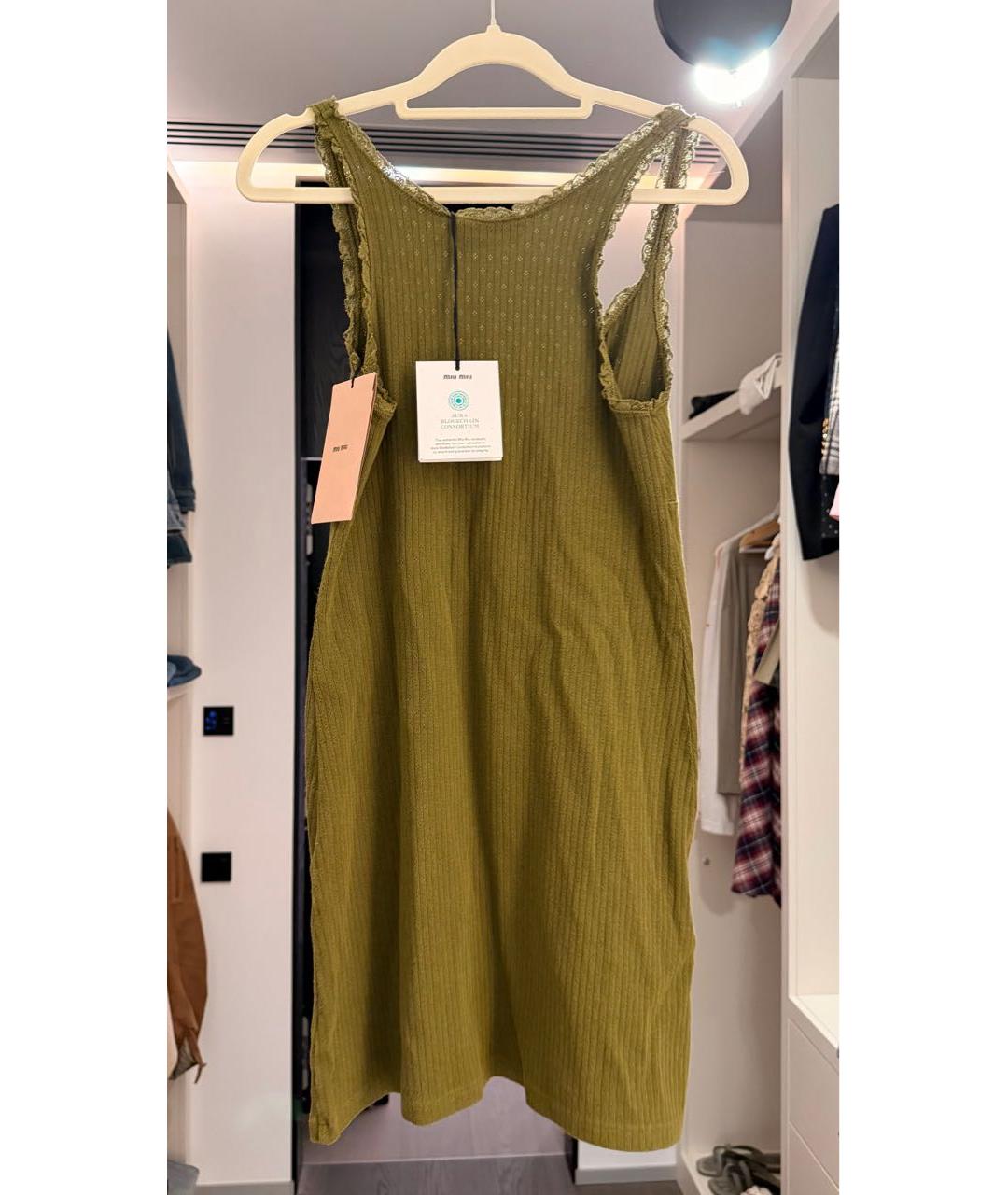MIU MIU Хаки хлопковое повседневное платье, фото 2