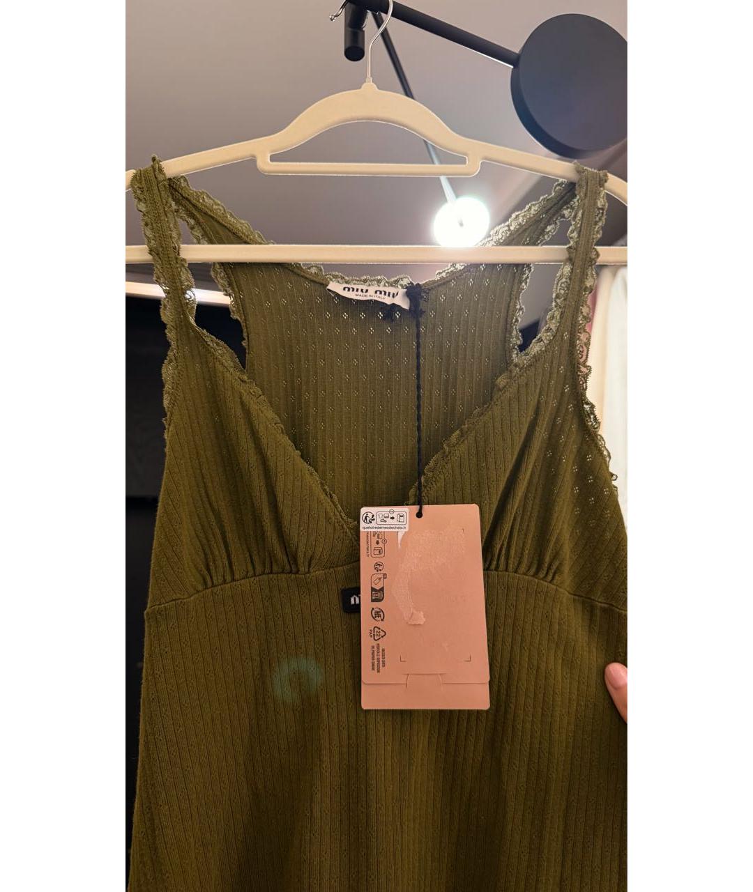 MIU MIU Хаки хлопковое повседневное платье, фото 3