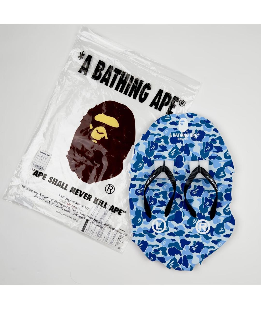 BAPE Синие резиновые шлепанцы, фото 6
