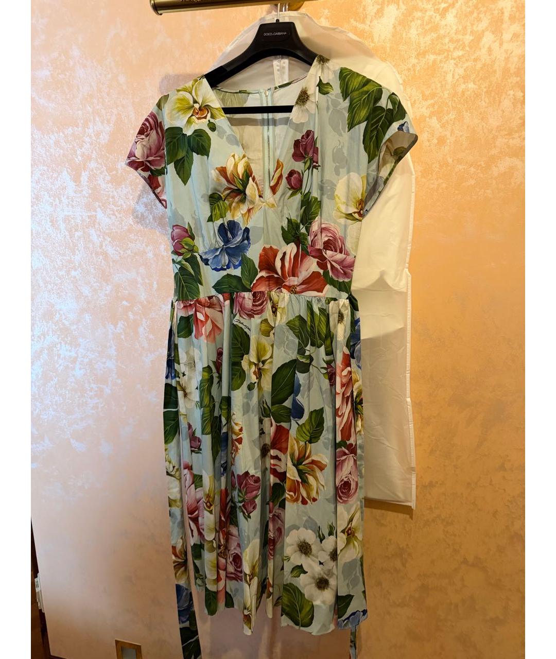 DOLCE&GABBANA Голубое хлопковое повседневное платье, фото 5