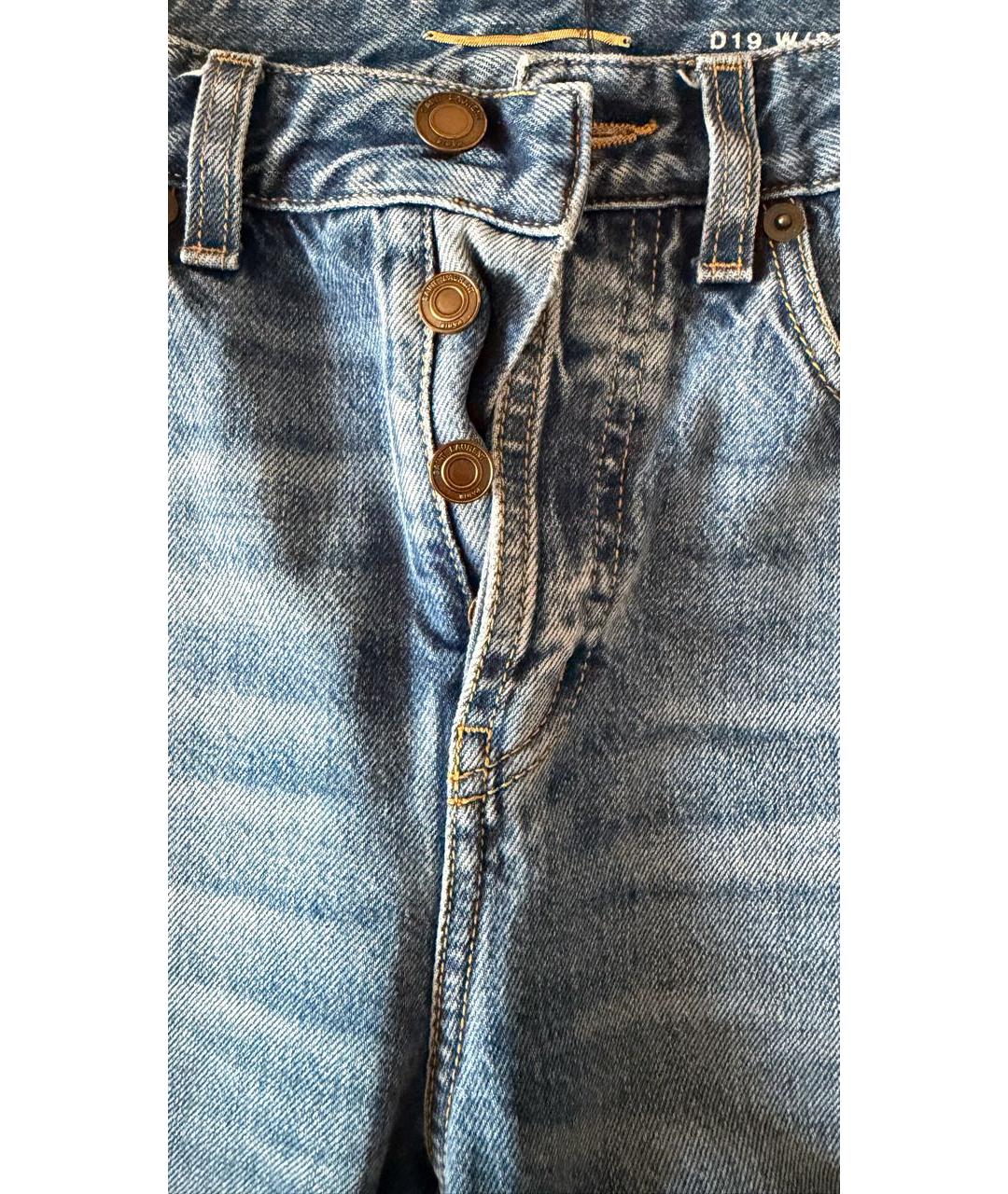 SAINT LAURENT Синие хлопковые джинсы слим, фото 3