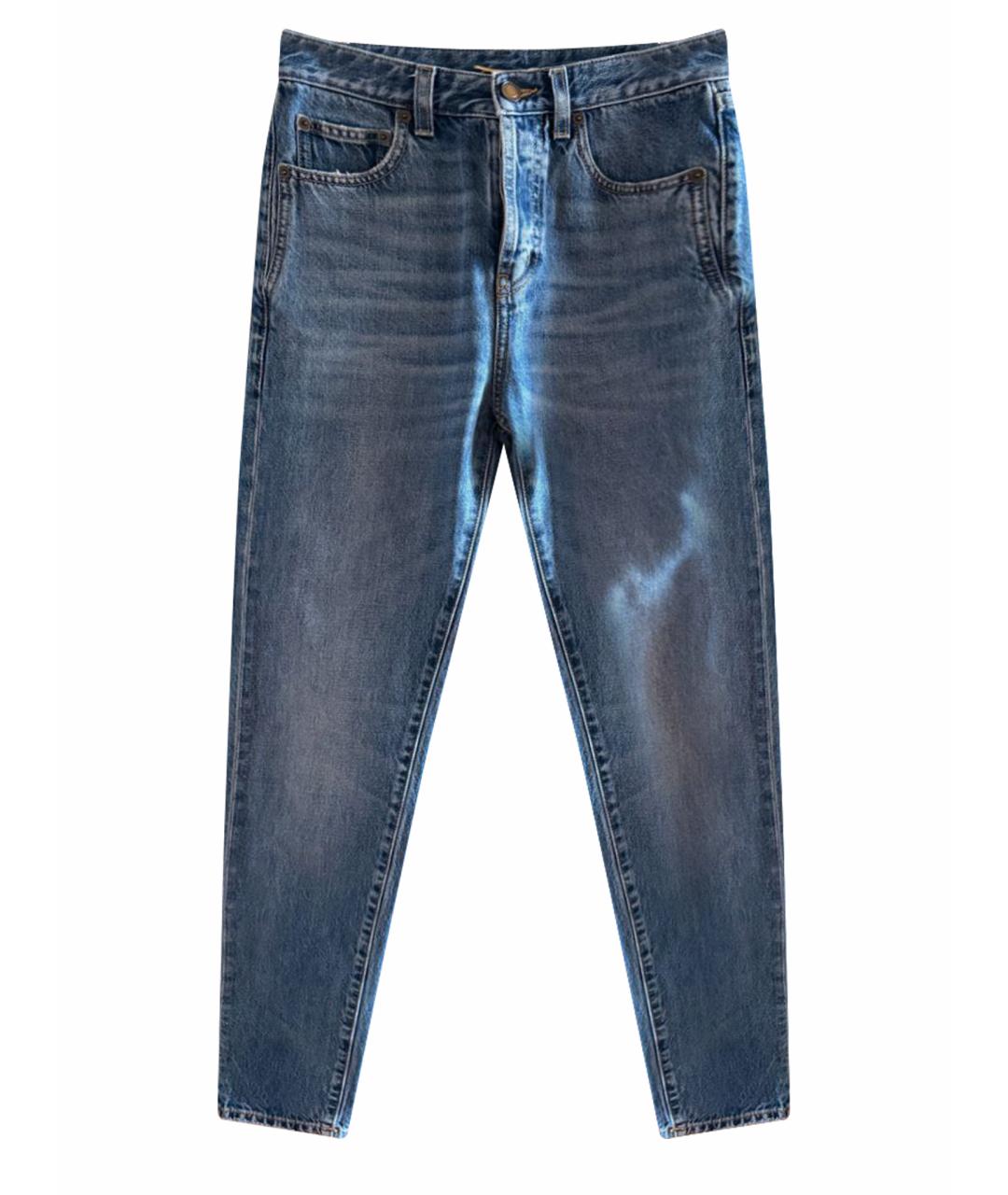 SAINT LAURENT Синие хлопковые джинсы слим, фото 1