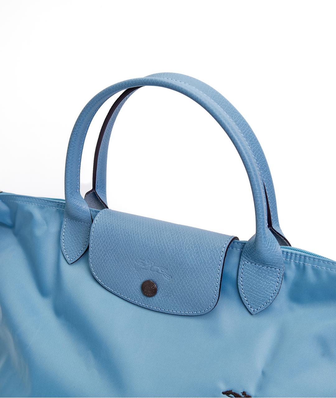 LONGCHAMP Голубая тканевая сумка тоут, фото 4