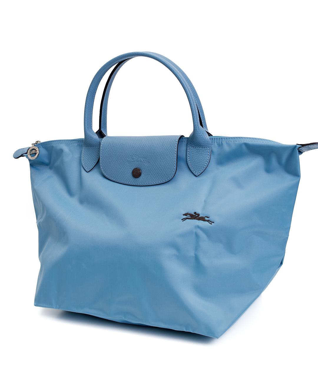 LONGCHAMP Голубая тканевая сумка тоут, фото 3