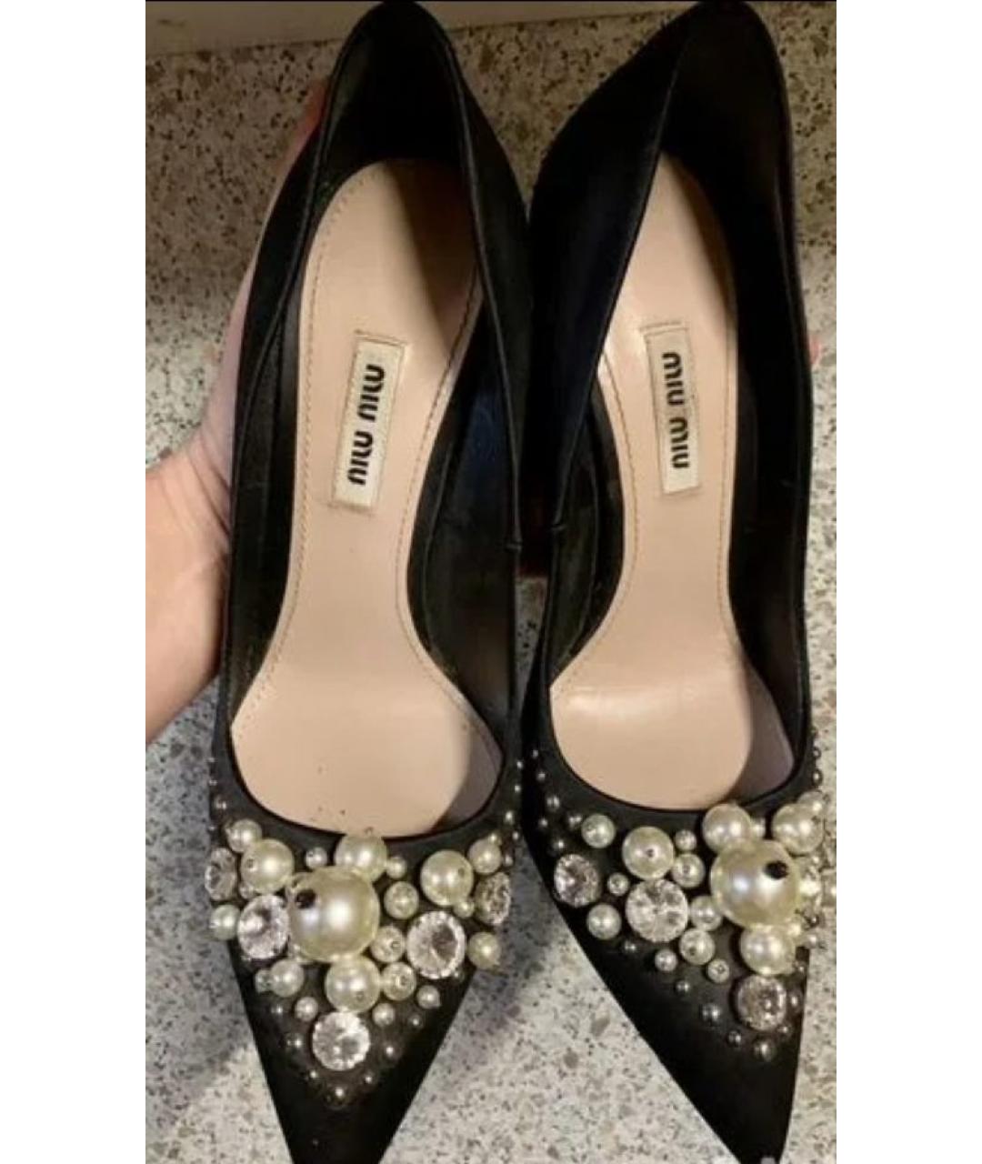 MIU MIU Черные текстильные туфли, фото 4