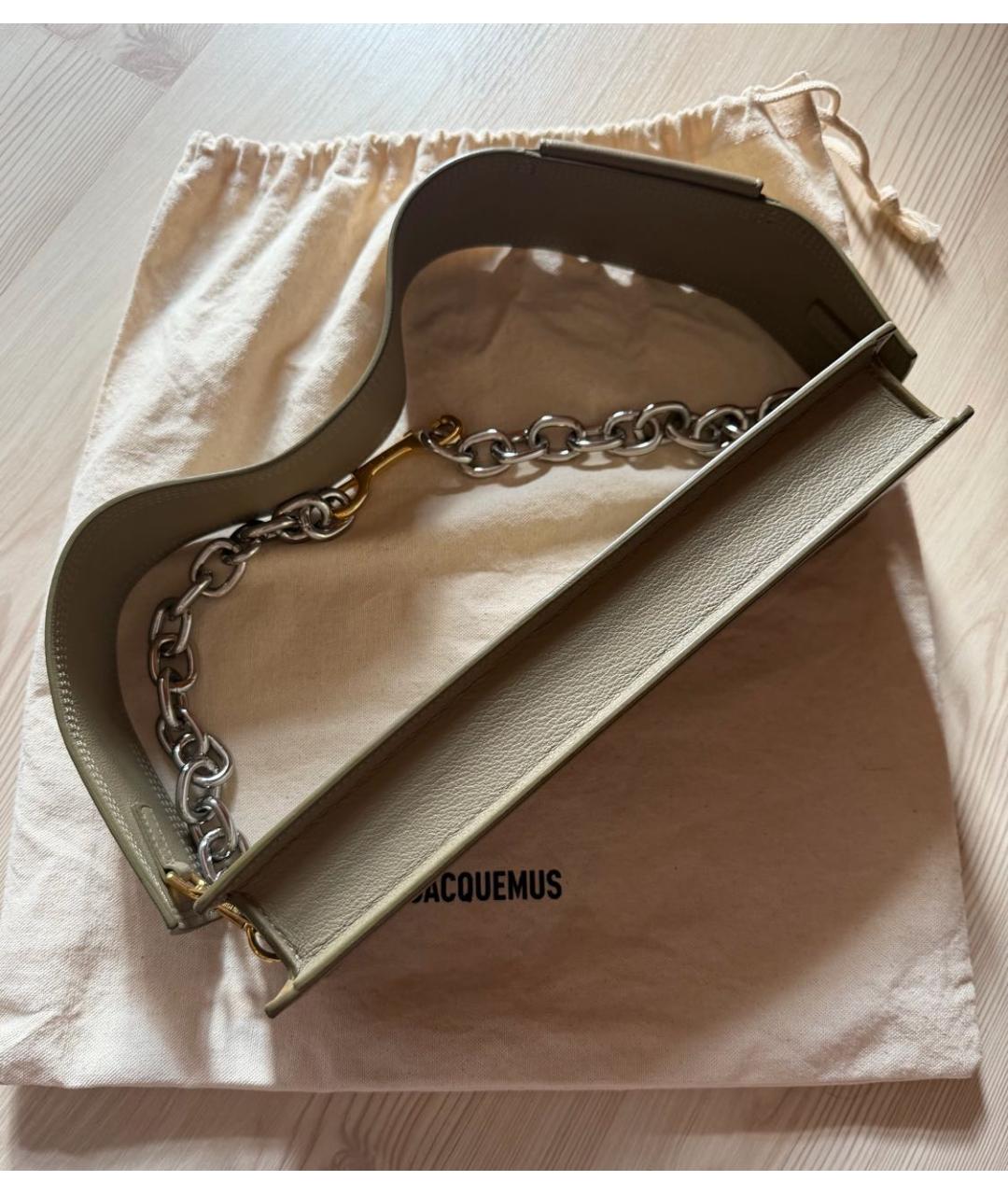 JACQUEMUS Хаки кожаная сумка через плечо, фото 6