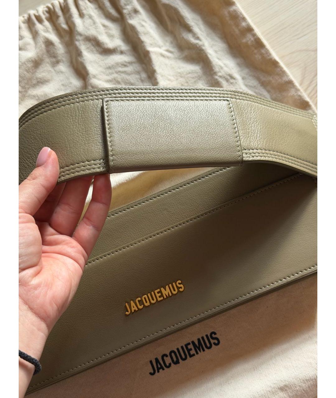 JACQUEMUS Хаки кожаная сумка через плечо, фото 2