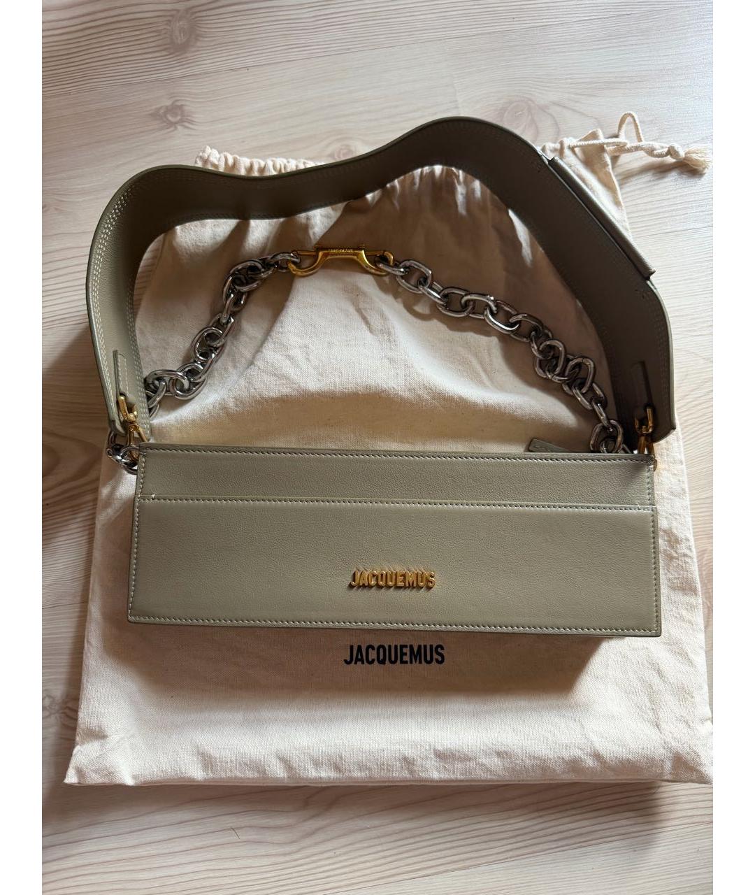 JACQUEMUS Хаки кожаная сумка через плечо, фото 8