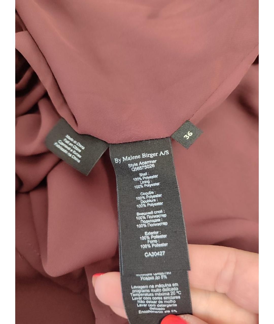BY MALENE BIRGER Бордовое полиэстеровое повседневное платье, фото 9