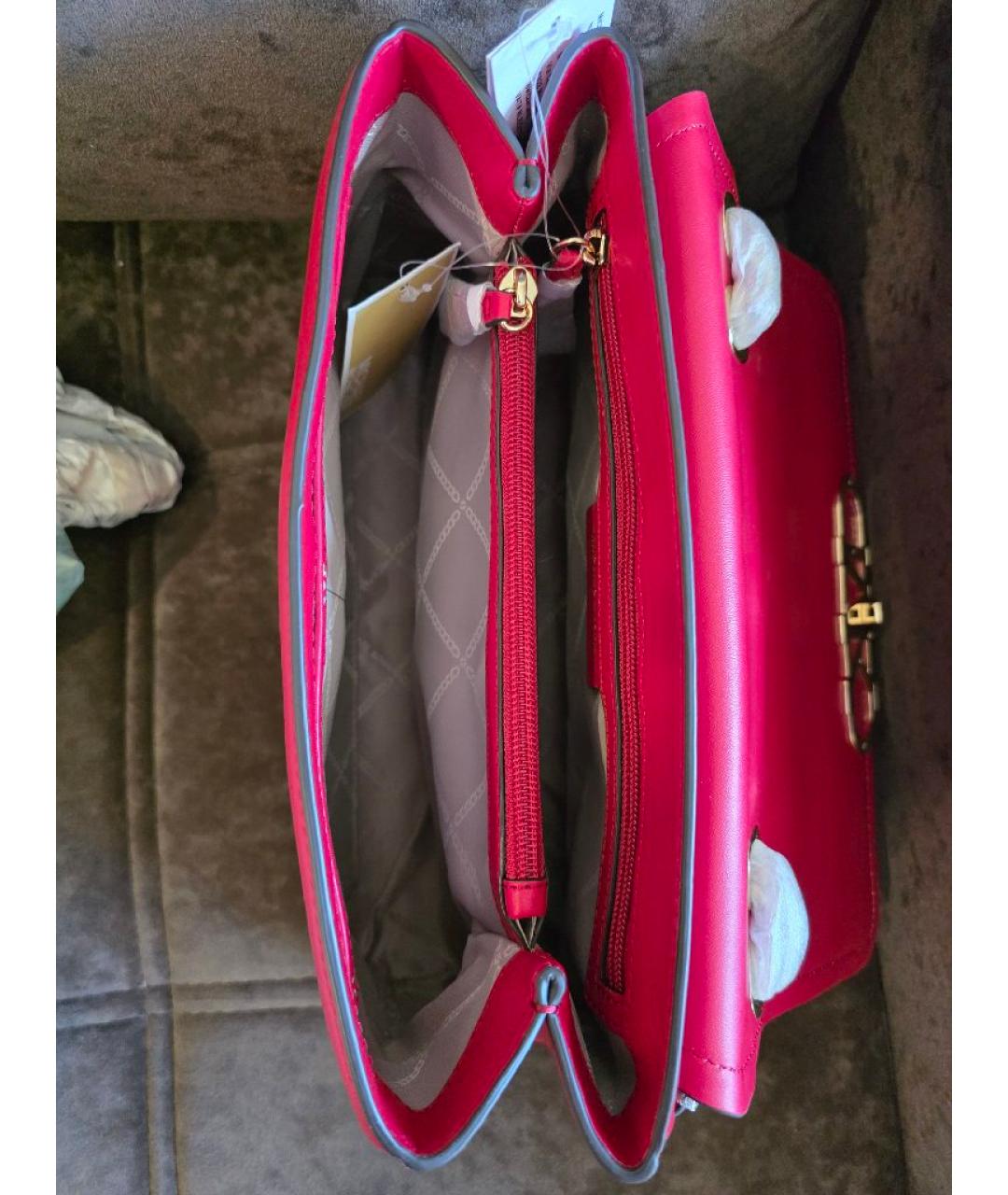 MICHAEL KORS Красная кожаная сумка через плечо, фото 5
