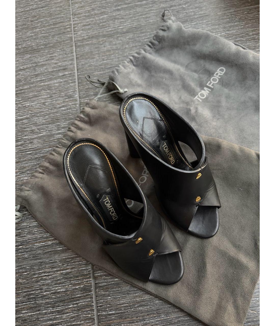 TOM FORD Черные кожаные мюли, фото 5