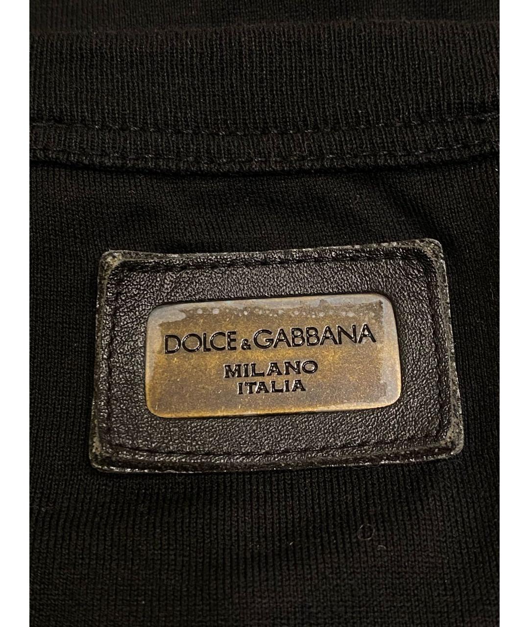 DOLCE&GABBANA Черная хлопковая футболка, фото 5