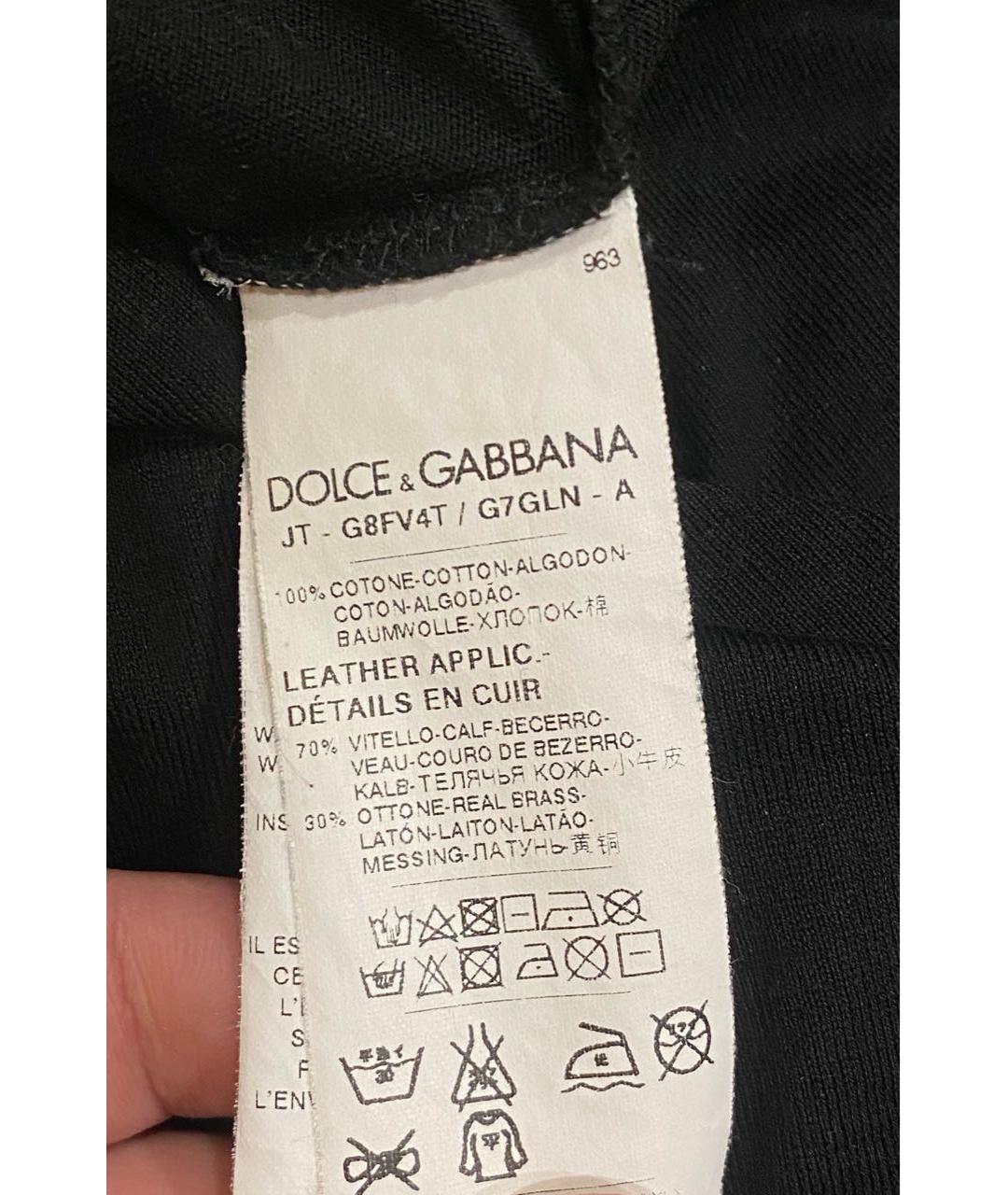 DOLCE&GABBANA Черная хлопковая футболка, фото 6