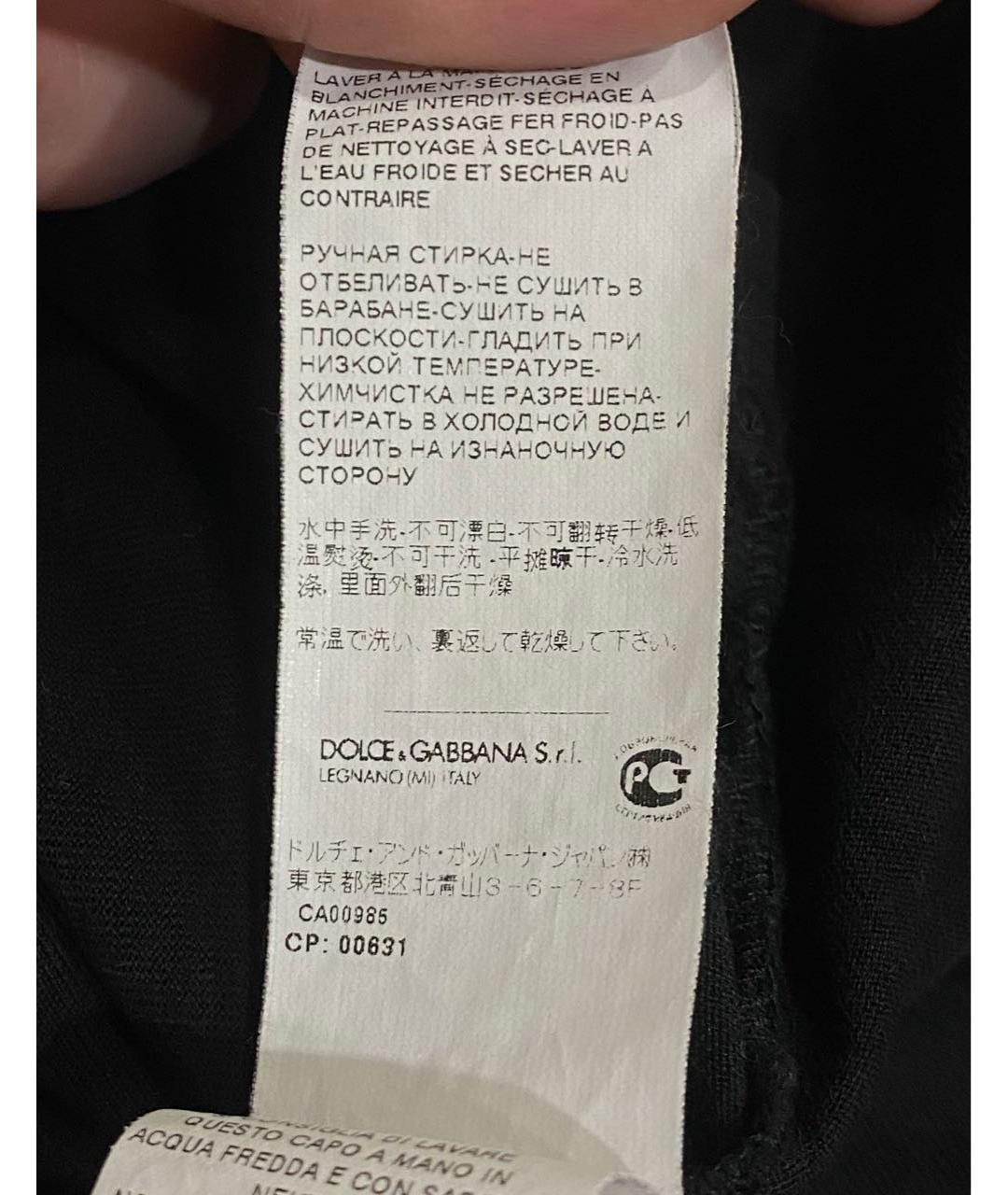 DOLCE&GABBANA Черная хлопковая футболка, фото 7