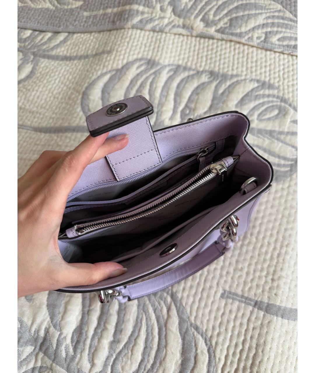 MICHAEL KORS Фиолетовая кожаная сумка с короткими ручками, фото 4