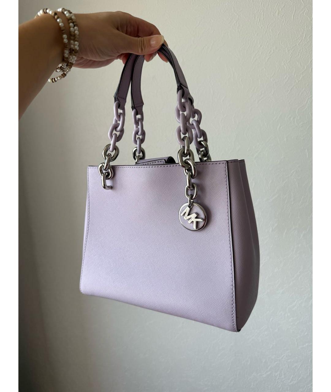 MICHAEL KORS Фиолетовая кожаная сумка с короткими ручками, фото 8