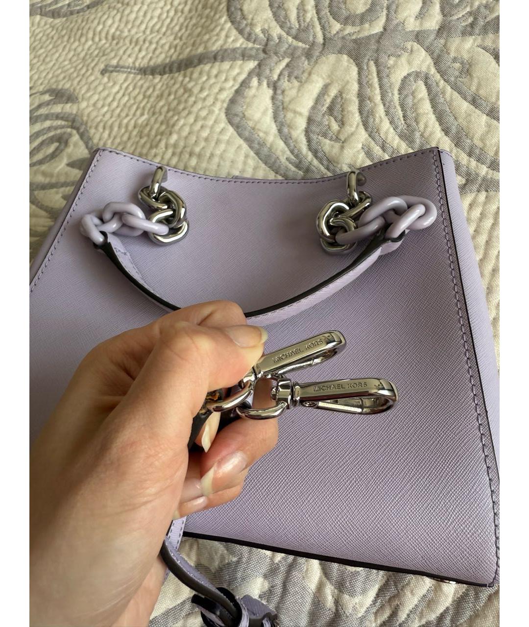 MICHAEL KORS Фиолетовая кожаная сумка с короткими ручками, фото 6