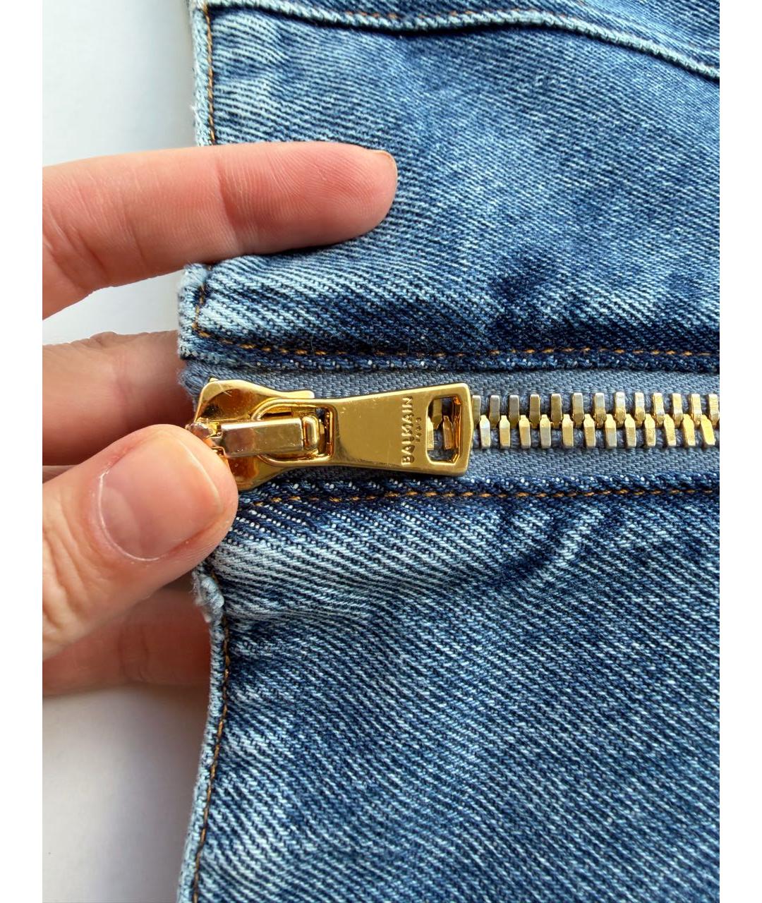 BALMAIN Синяя хлопковая юбка мини, фото 5