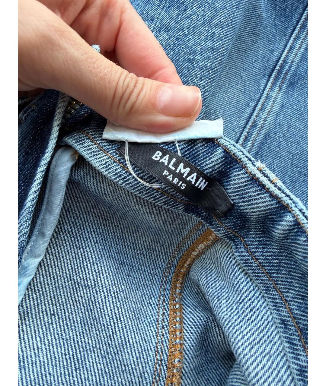 BALMAIN Синяя хлопковая юбка мини, фото 6