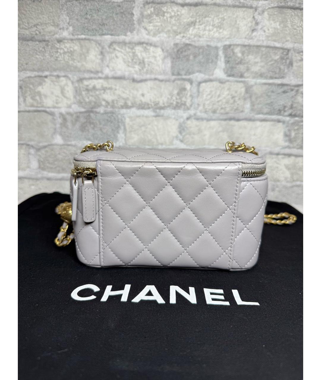 CHANEL Серая кожаная сумка через плечо, фото 4