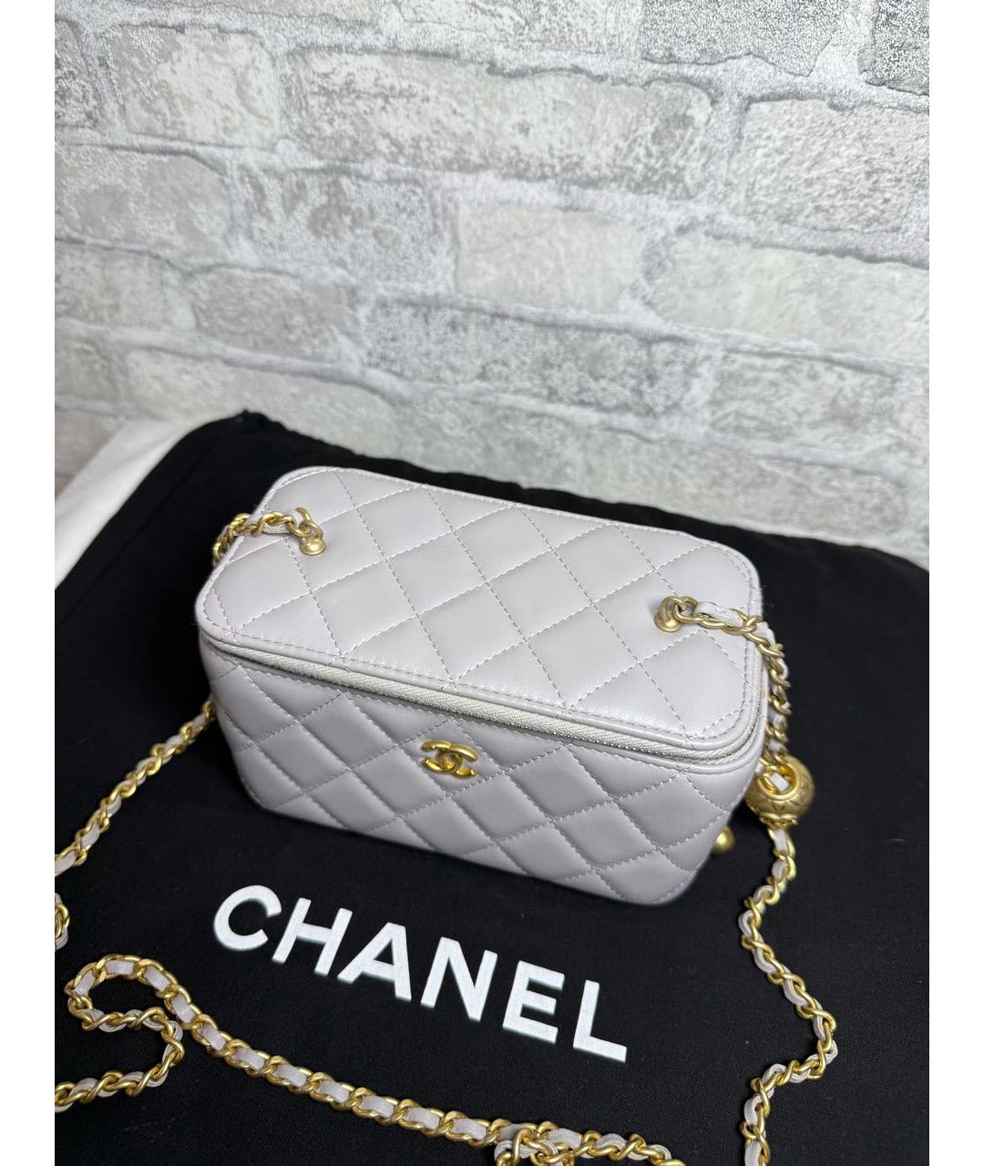 CHANEL Серая кожаная сумка через плечо, фото 3