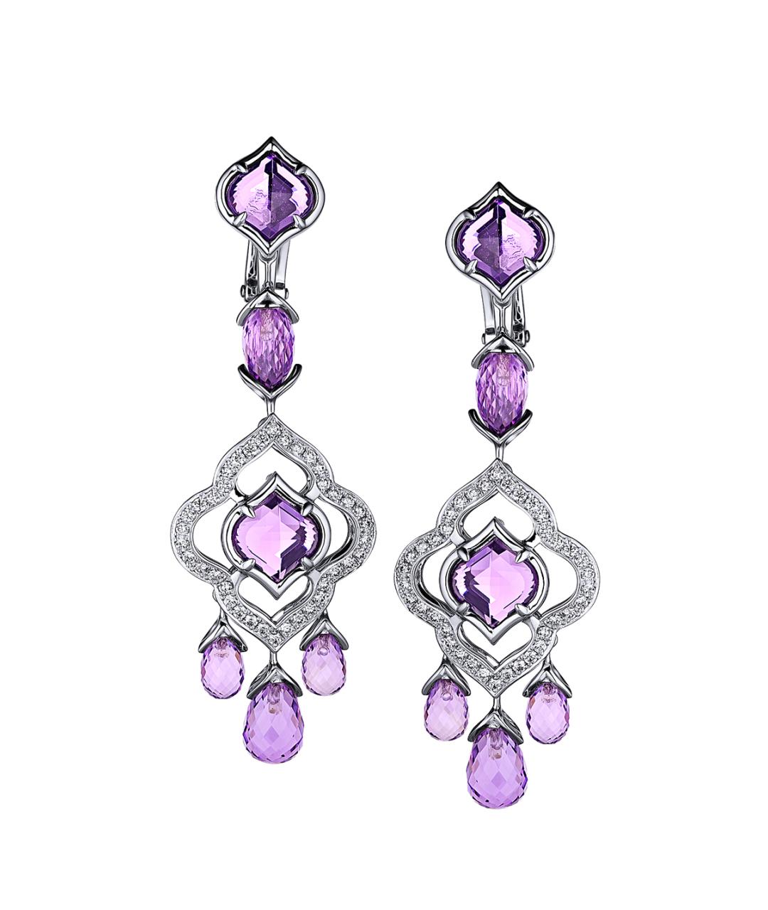 CHOPARD Фиолетовые серьги из белого золота, фото 1