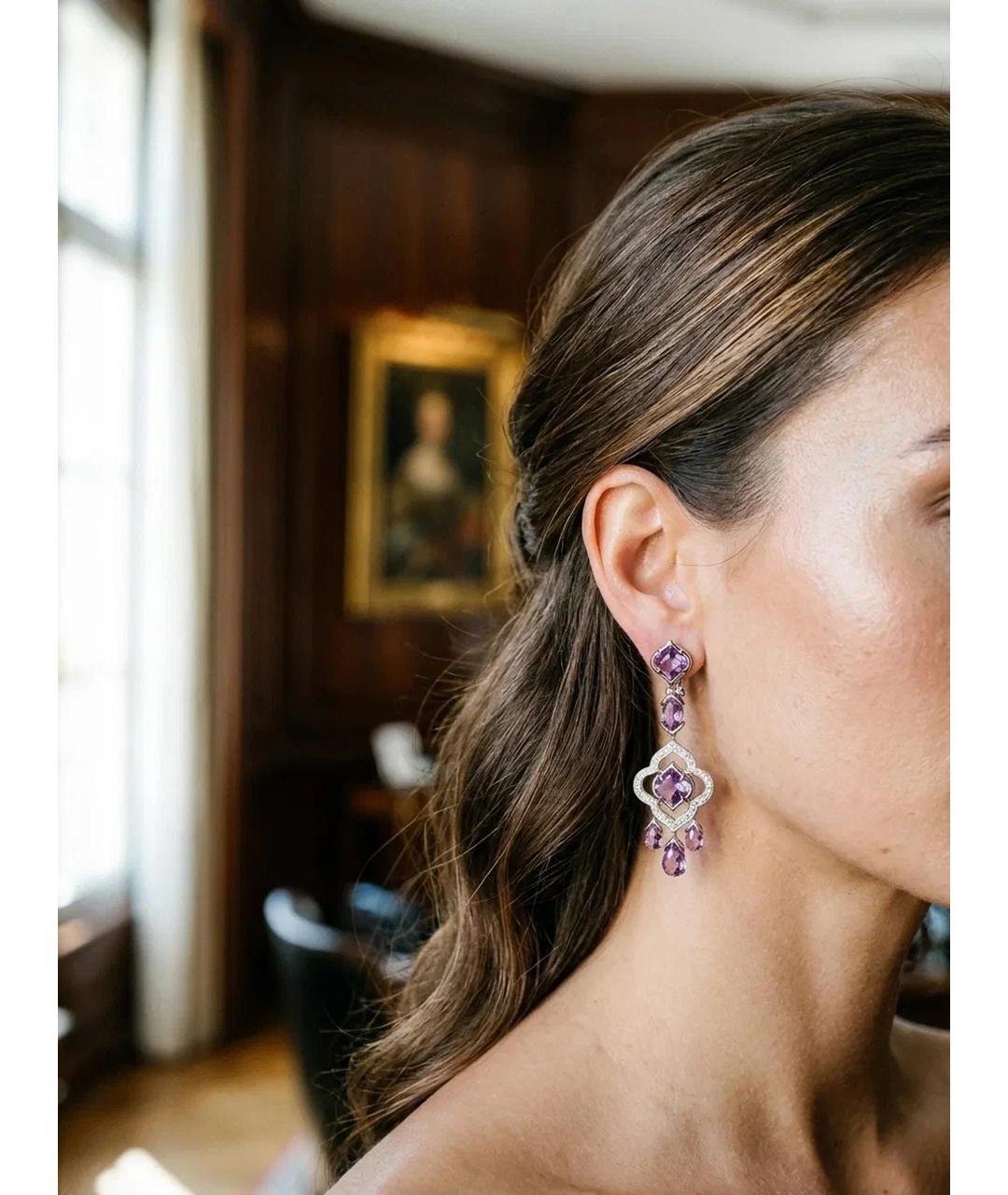 CHOPARD Фиолетовые серьги из белого золота, фото 2