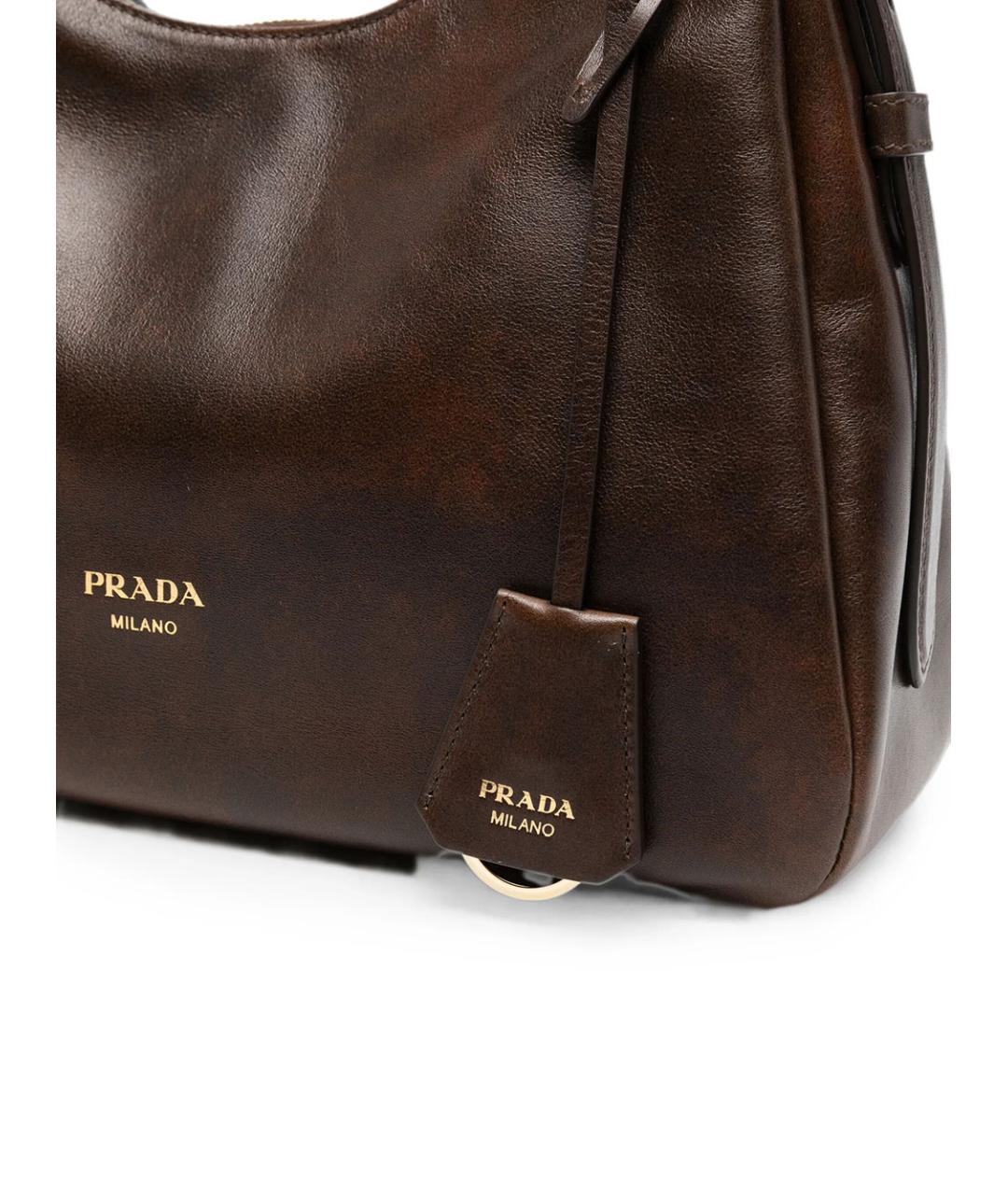 PRADA Коричневая кожаная сумка через плечо, фото 4