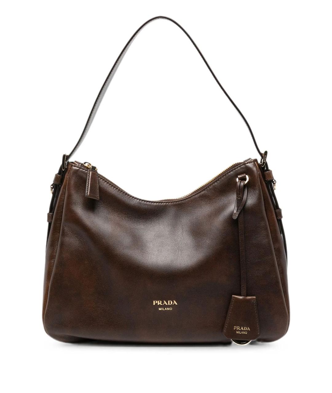 PRADA Коричневая кожаная сумка через плечо, фото 1