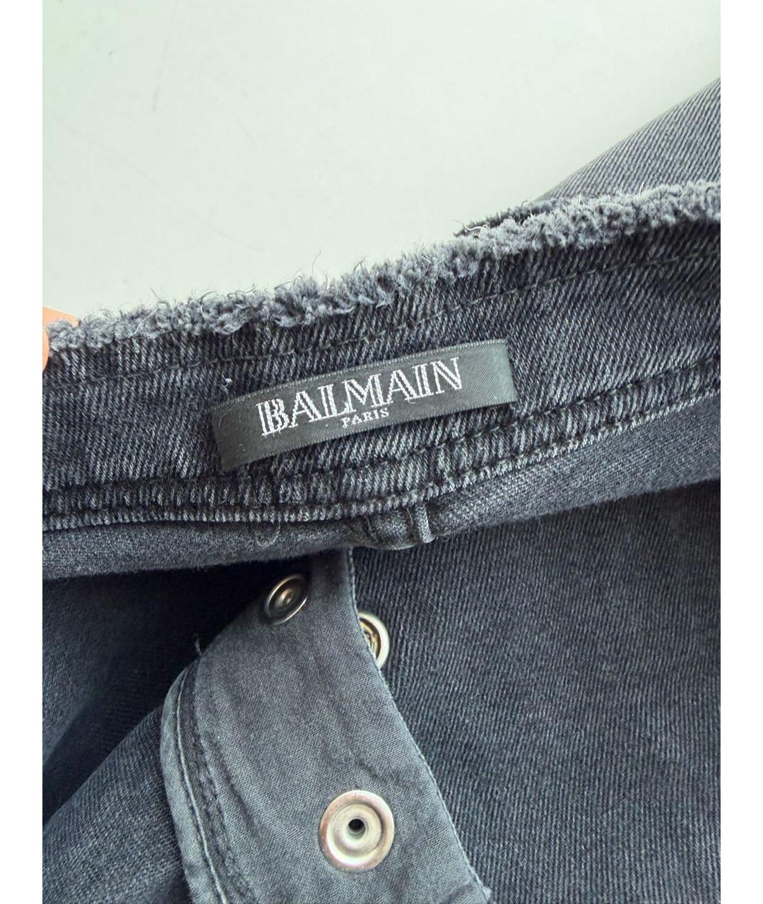 BALMAIN Антрацитовые хлопко-эластановые джинсы слим, фото 5