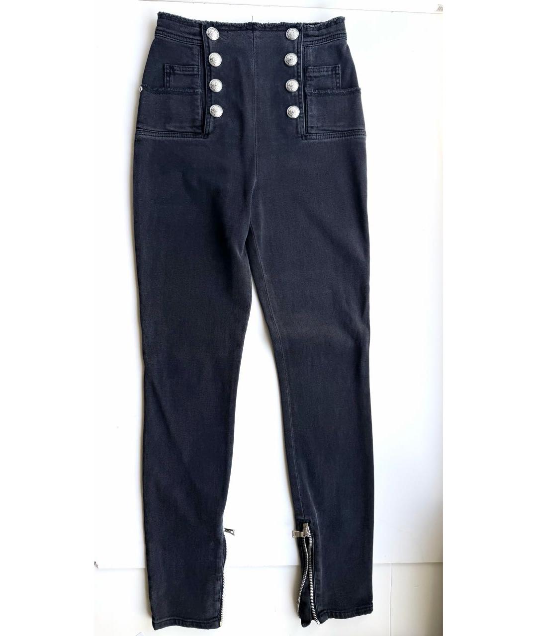 BALMAIN Антрацитовые хлопко-эластановые джинсы слим, фото 2