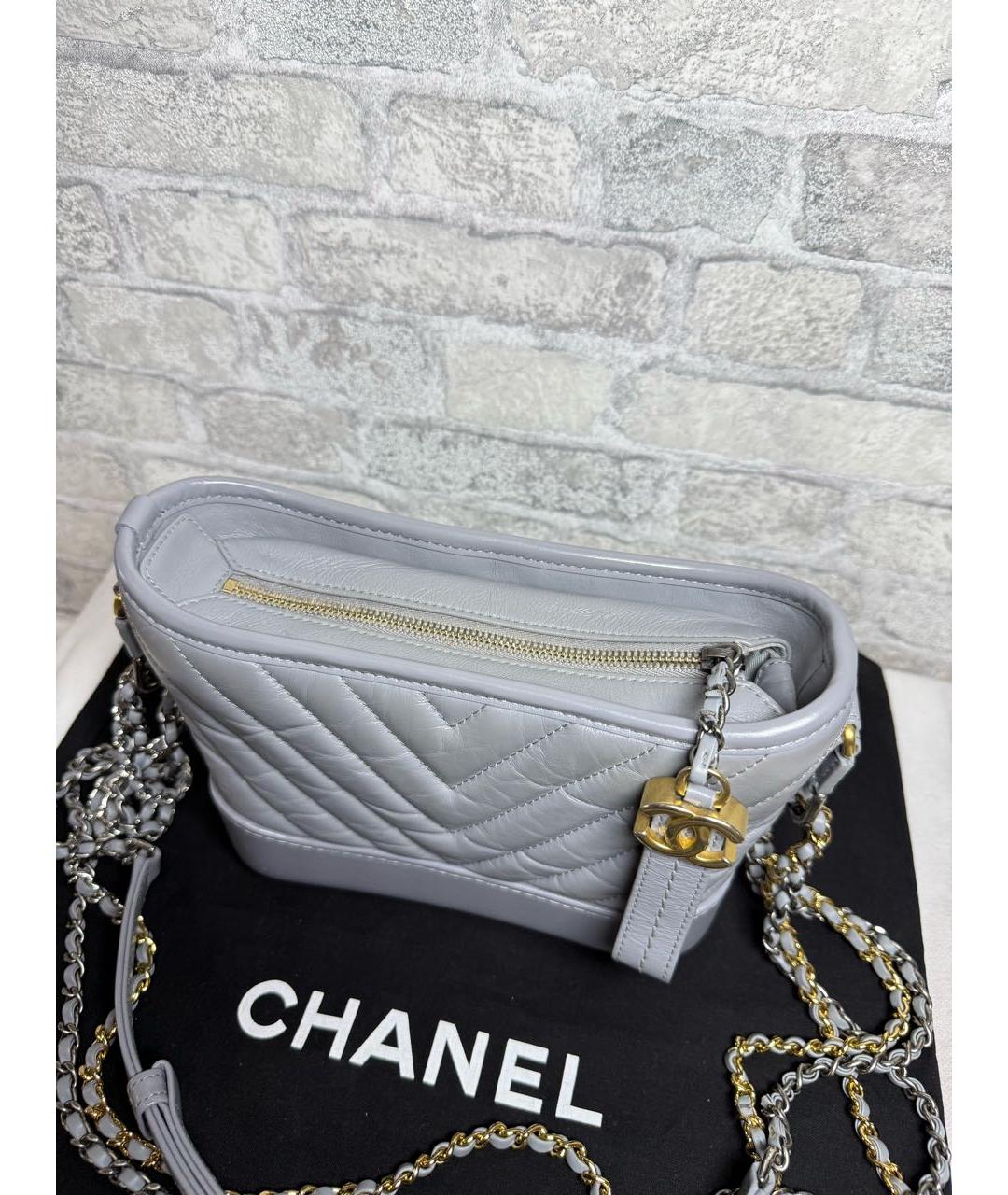 CHANEL Серая кожаная сумка через плечо, фото 4