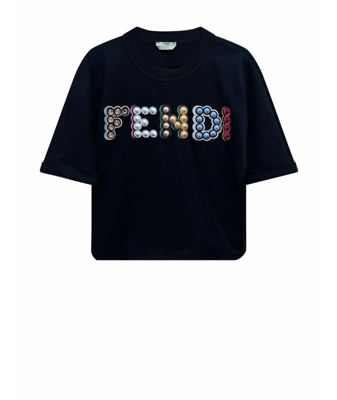 FENDI Черная хлопковая футболка, фото 1