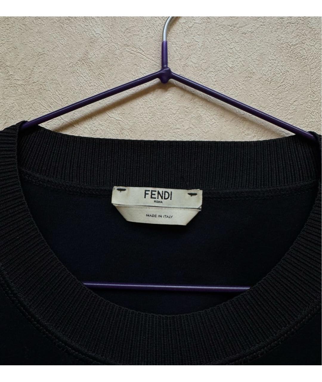 FENDI Черная хлопковая футболка, фото 3
