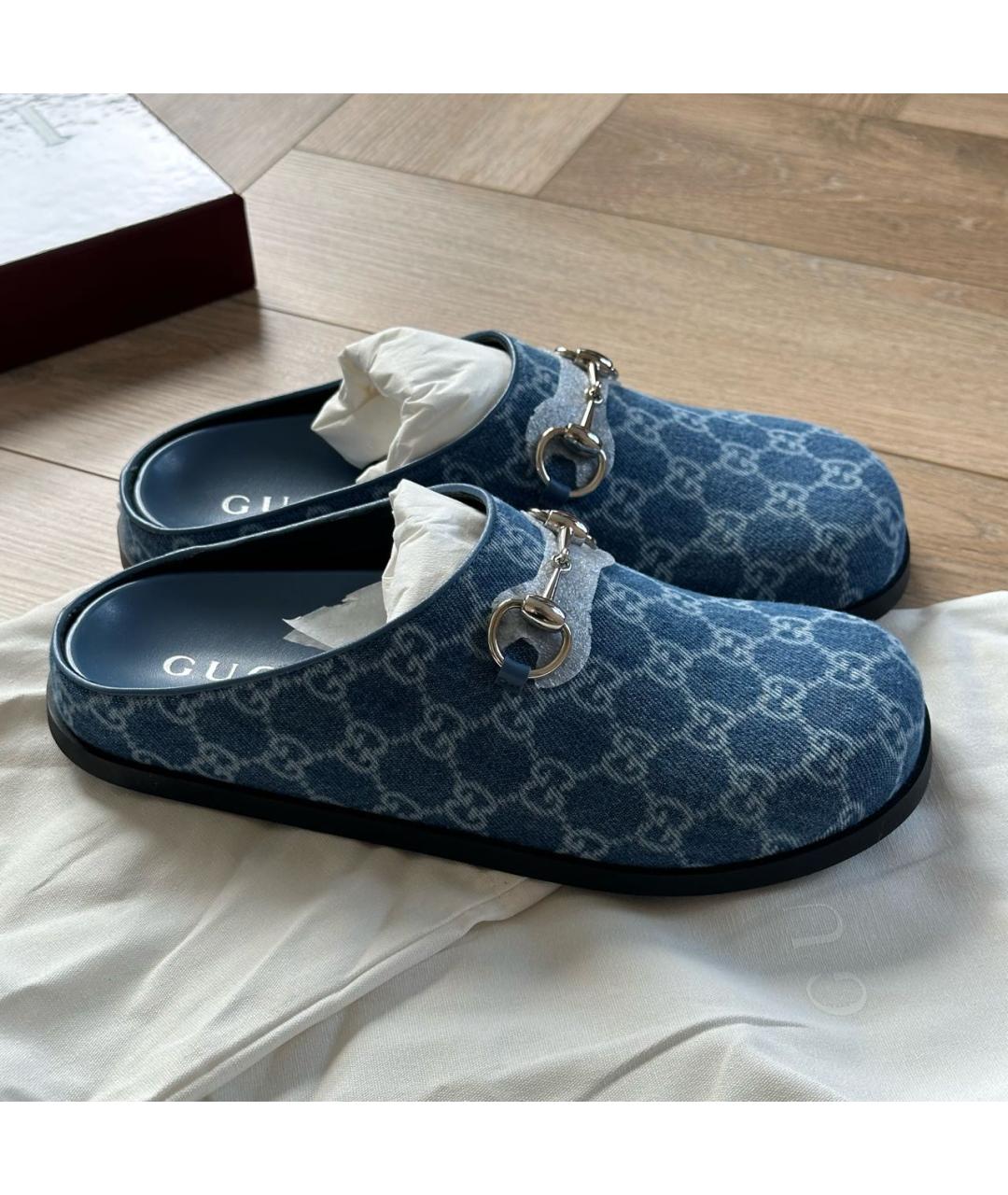GUCCI Синие мюли, фото 7