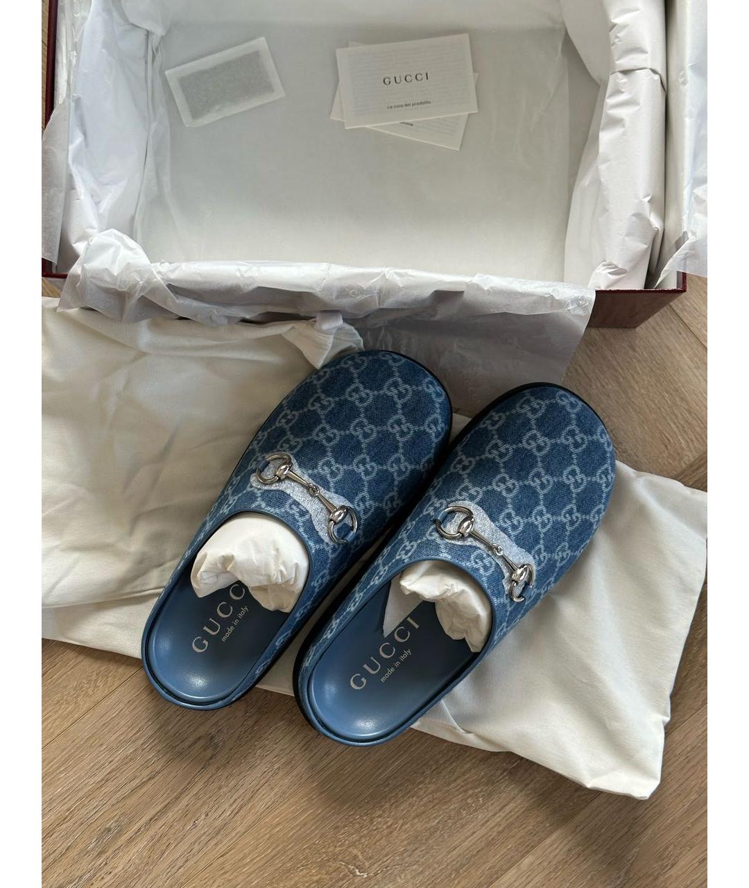 GUCCI Синие мюли, фото 6