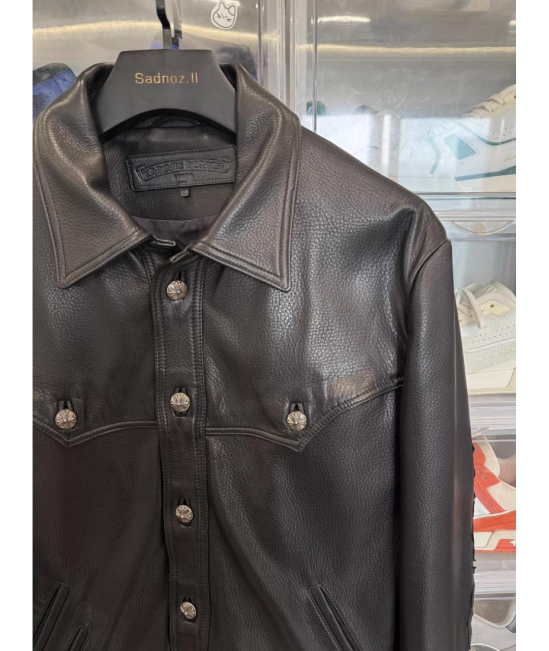 CHROME HEARTS Коричневая кожаная куртка, фото 6